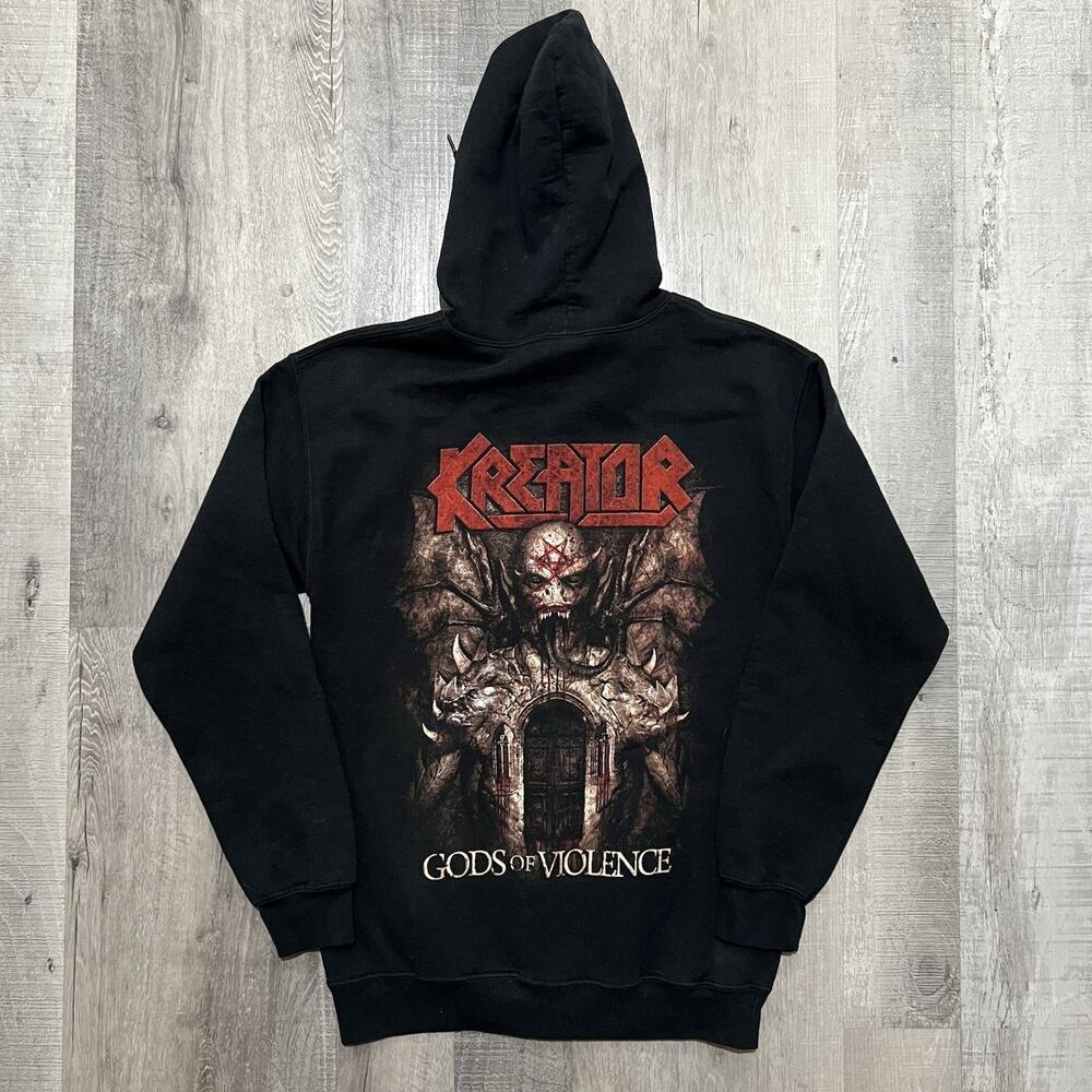 Kreator Gods Of Violence Band Hoodie Full Zip Black Thrash Metal Concert Sz S